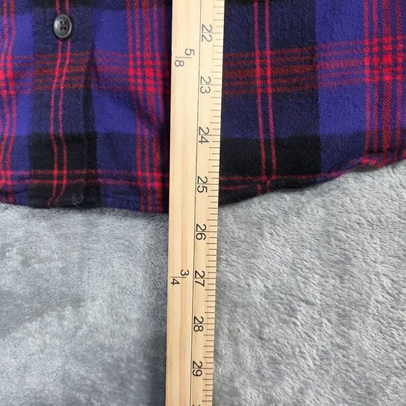 LL Bean Top Womens Small Purple Scotch Plaid Slightly Fitted Button Up Flannel - Picture 6 of 6